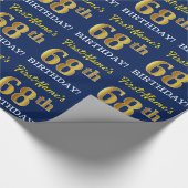 Blau, Nachahmung Gold Look "68. GEBURTSTAG" Geschenkpapier (Ecke)