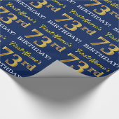 Blau, Nachahmung Gold Look "73. BIRTHDAY" Geschenkpapier (Ecke)