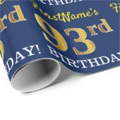 Blau, Nachahmung Gold Look "93. BIRTHTAG" Geschenkpapier (Rolleneckpunkt)