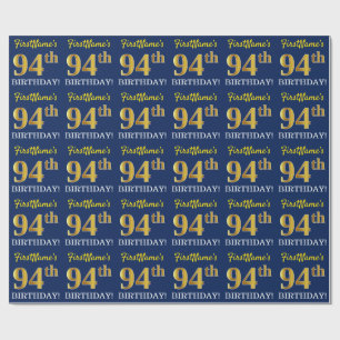 Blau, Nachahmung Gold Look "94. GEBURTSTAG" Geschenkpapier