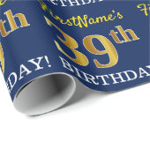 Blau, Nachahmung Gold sehen "39. GEBURTSTAG" Geschenkpapier (Rolleneckpunkt)
