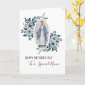 Blau | Nana Grandma | Religiöse Mutter Mary Karte (Gelbe Blume)