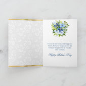 Blau & Navy Blumen & Gold Muttertag Karte (Innenseite)