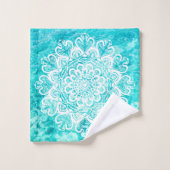 Blau-Nordische Mandala Badhandtuch Set (Waschlappen)