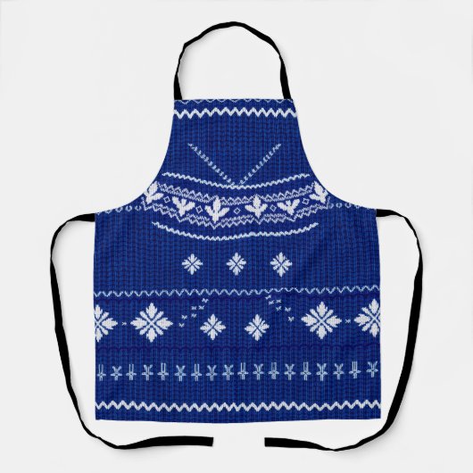 Blau Norweger Strick, Schürze (Vorderseite)