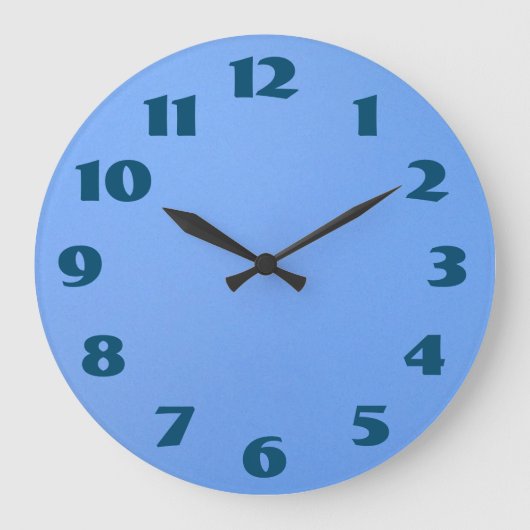 Blau nummeriert blauen Hintergrund Große Wanduhr (Vorderseite)