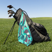 Blau oder Cyan-Streifen auf roten, tropfenden Bild Golfhandtuch (Gras)