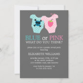Blau oder rosa? Baby Outfits Gender Reveal Party Einladung (Vorderseite)