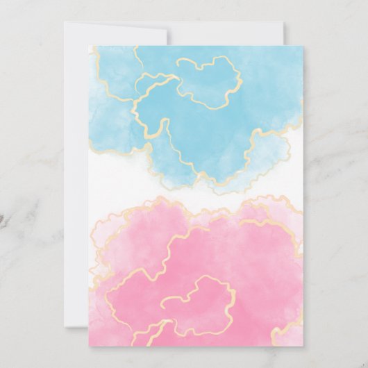 Blau oder rosa Er oder sie Junge oder Mädchen Gesc Einladung (Rückseite)