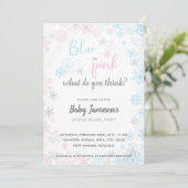 Blau oder Rosa | Frozen Gender Reveal Baby Shower Einladung (Stehend Vorderseite)