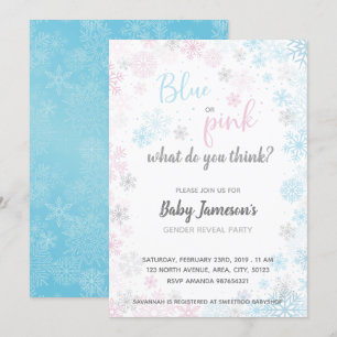 Blau oder Rosa Frozen Gender Reveal Baby Shower Einladung