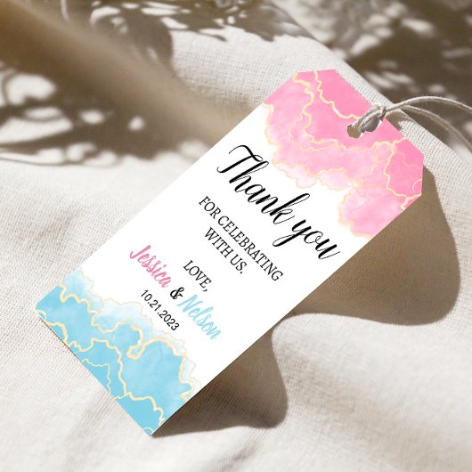 Blau oder rosa Geschlecht offenbaren danke, Gesche Geschenkanhänger