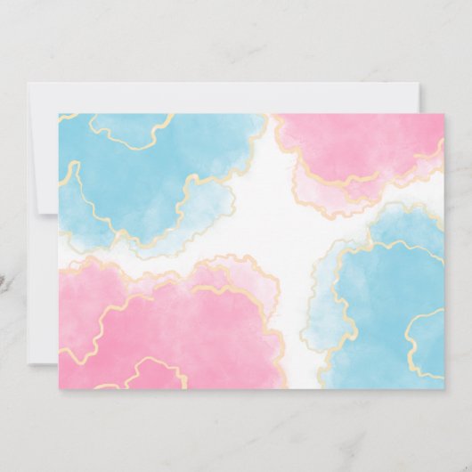 Blau oder rosa Junge oder Mädchen Geschlecht offen Einladung (Rückseite)