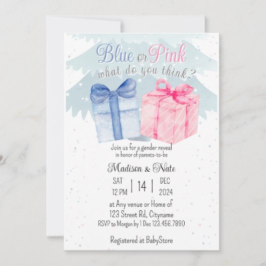 Blau oder Rosa Was denken Sie, Einladung (Vorderseite)