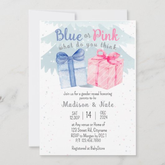 Blau oder Rosa Was denken Sie, ist die Genderoffen Einladung (Vorderseite)