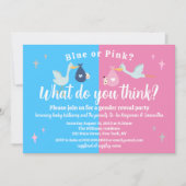 Blau oder Rosa Was denken Sie, Party für Geschlech Einladung (Vorderseite)