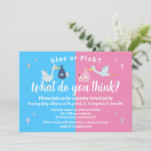 Blau oder Rosa Was denken Sie, Party für Geschlech Einladung (Stehend Vorderseite)