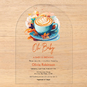 Blau Oh Baby Ein Baby braut Kaffee Baby Shower Acryleinladungen