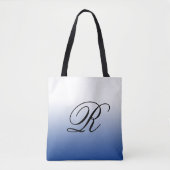 Blau Ombre über jede Farbe mit Monogramm Tasche (Vorderseite)