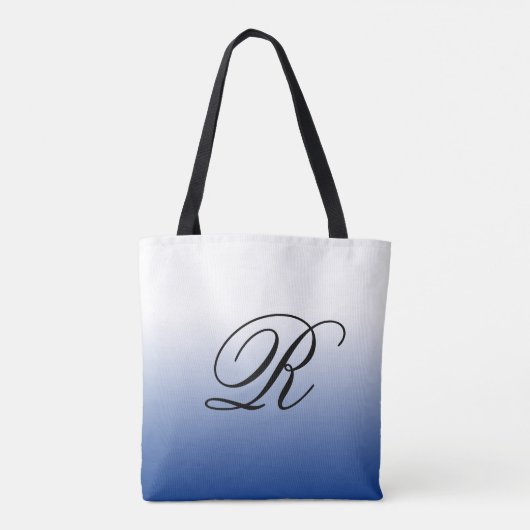 Blau Ombre über jede Farbe mit Monogramm Tasche (Rückseite)