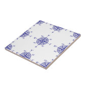 Blau-on-White Coastal Dekor Kompass Rose Muster Fliese (Seite)