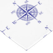 Blau-on-White Coastal Dekor Kompass Rose Muster Tischdecke (Schrägansicht)