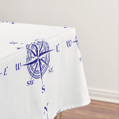 Blau-on-White Coastal Dekor Kompass Rose Muster Tischdecke (Beispiel)