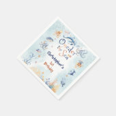 Blau Oneder das Meer Jungen 1. Geburtstag Serviette (Ecke)