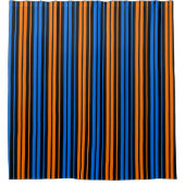 Blau Orange Blau Vertikale Streifen Design Duschvorhang (Vorderseite)