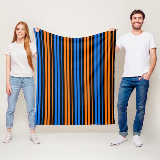 Blau Orange Blau Vertikale Streifen Design Fleecedecke (Beispiel)