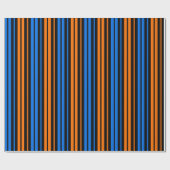 Blau Orange Blau Vertikale Streifen Design   Geschenkpapier (Flach)
