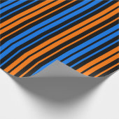 Blau Orange Blau Vertikale Streifen Design   Geschenkpapier (Ecke)