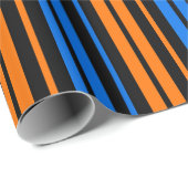 Blau Orange Blau Vertikale Streifen Design   Geschenkpapier (Rolleneckpunkt)