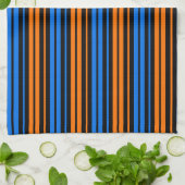 Blau Orange Blau Vertikale Streifen Design Geschirrtuch (Gefaltet)