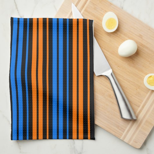 Blau Orange Blau Vertikale Streifen Design Geschirrtuch (Viertel Falte)