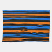 Blau Orange Blau Vertikale Streifen Design Geschirrtuch (Horizontal)