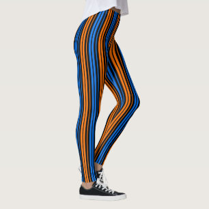 Blau Orange Blau Vertikale Streifen Design   Leggings