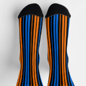 Blau Orange Blau Vertikale Streifen Design Socken (Oben)