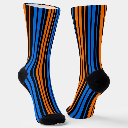 Blau Orange Blau Vertikale Streifen Design Socken (Gewinkelt)