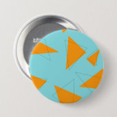 Blau, orange, cool, trendy, modernes Dreieck Button (Vorne & Hinten)