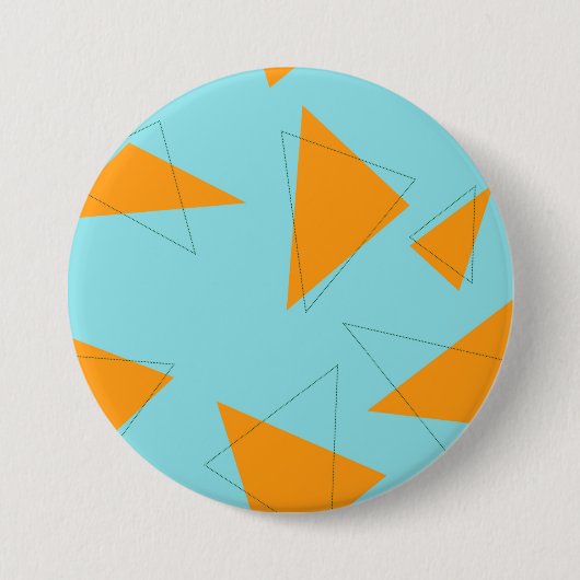 Blau, orange, cool, trendy, modernes Dreieck Button (Vorderseite)