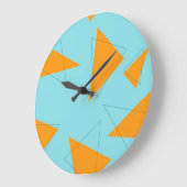 Blau, orange, cool, trendy, modernes Dreieck Große Wanduhr (Winkel)