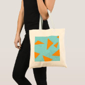 Blau, orange, cool, trendy, modernes Dreieck Tragetasche (Vorderseite (Produkt))