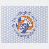 blau orange Der Volleyballplatz ist mein glücklich Fleecedecke (Vorderseite (Horizontal))