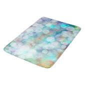 Blau, Orange, Gelb, Abstrakte Weiße Kunst Badematte (Schrägansicht)