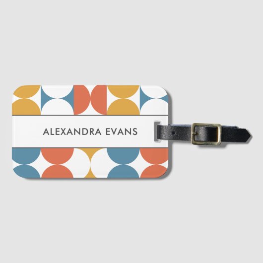 Blau-orange-gelb Mitte des Jahrhunderts Gepäckanhänger (Vorderseite (Horizontal))