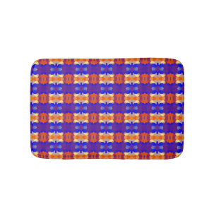 Blau Orange Gelb Rot Muster Badematte