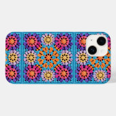 Blau-orange-gelbe Farbtupfer Granny Square Crochet Case-Mate iPhone Hülle (Rückseite (Horizontal))