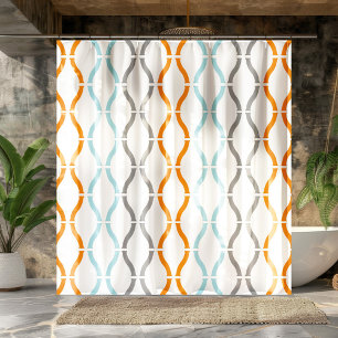 Blau Orange & Grau Modern Geometric Funky Muster Duschvorhang