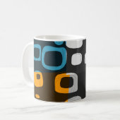 Blau, Orange, Grau Retro Abstrakte Tasse (Vorderseite Links)